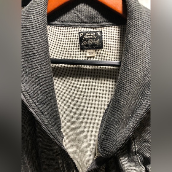 Diesel grey waffle knit zip jacket shawl knit collar XXL - Picture 12 of 14